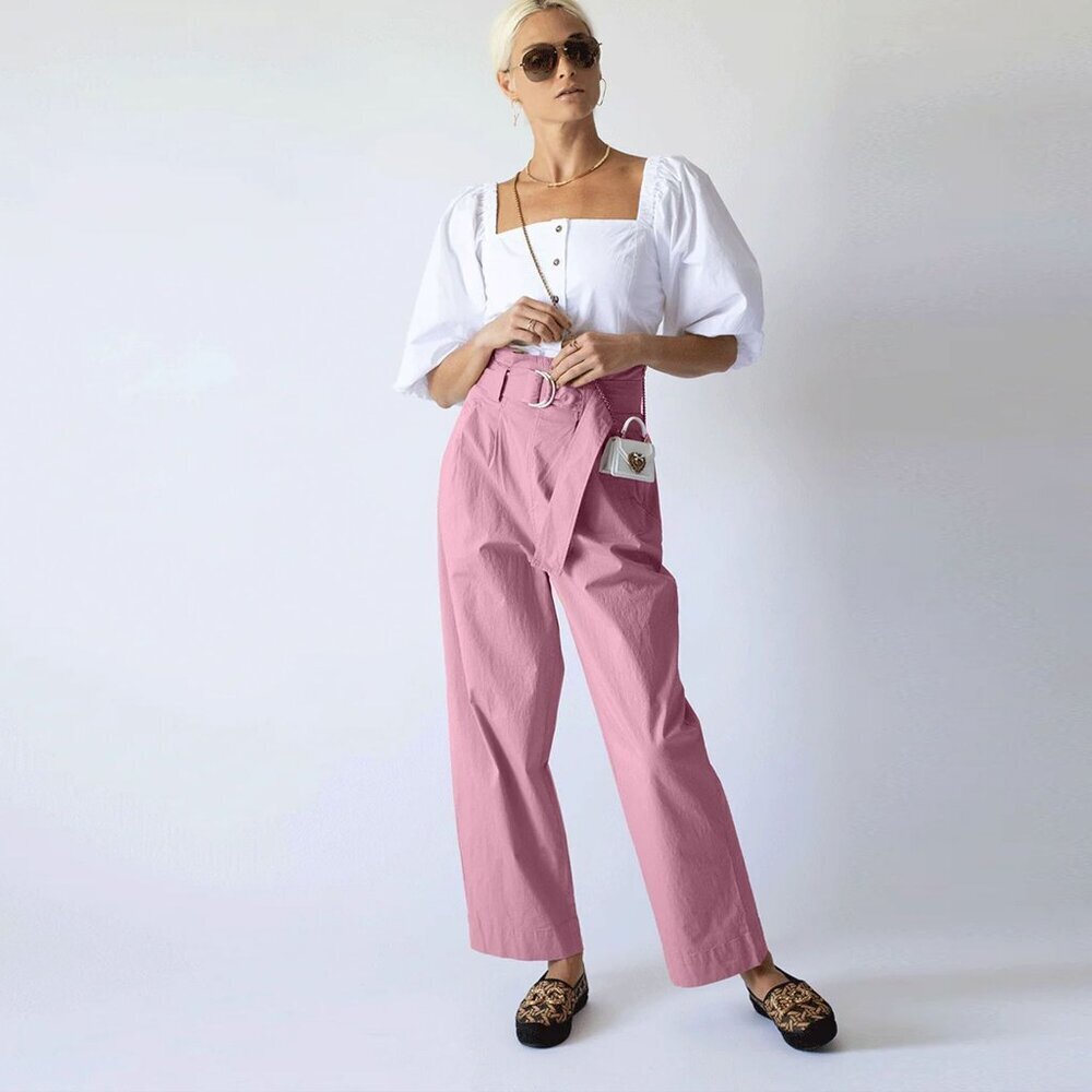 GANNI Tannin‎ Ripstop Cotton Chino Pants Size 42=L